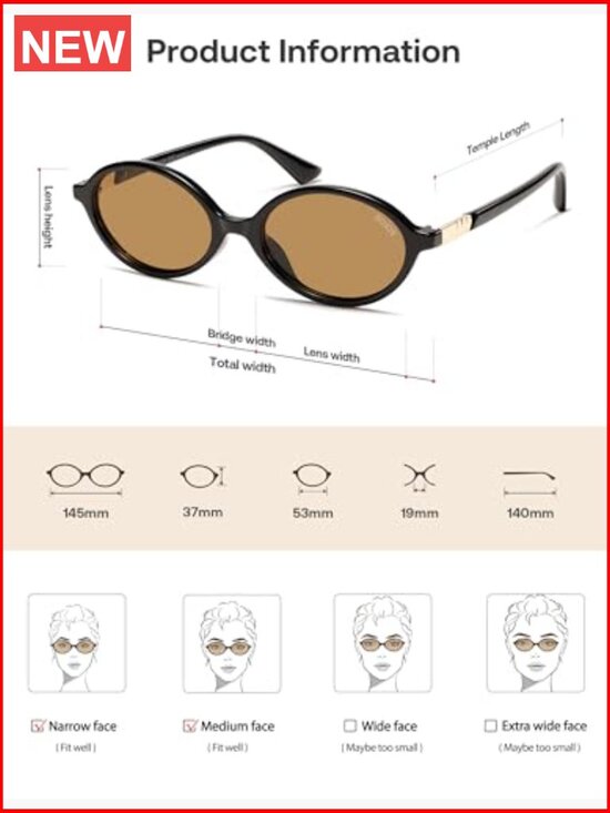 Polarized Retro Oval Sunglasses UV400 Protection Lightweight Comfort main image 5